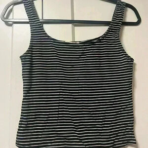 Black and white striped tank top - size M